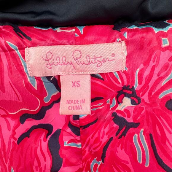 Lilly Pulitzer Isabelle puffer vest down filled XS zip front quilted navy blue - Picture 10 of 12